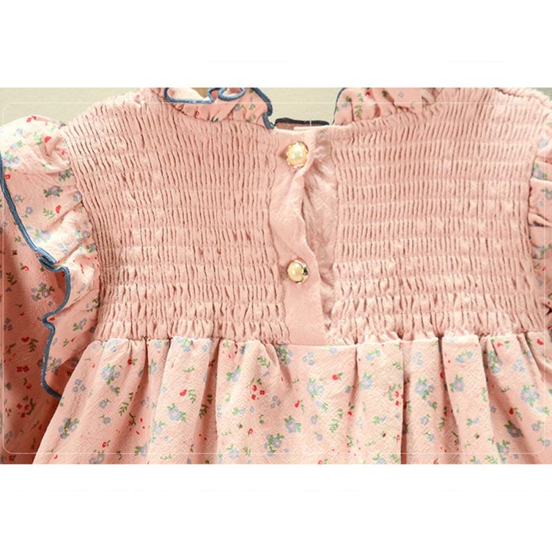 2pcs/set Baby Girls Cotton Cute Long Sleeved Sets Floral Shirt + Denim Flared Pants Suit Pullover