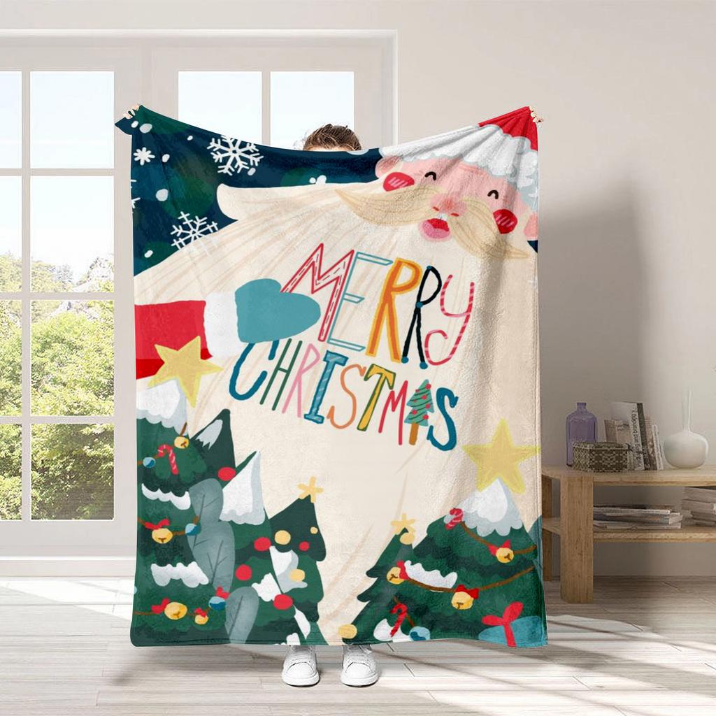 Christmas Cartoon Series Printed Blanket for Sofa Travel Camping Living Room Office Conditioning Blanket for All Seasons Gifts