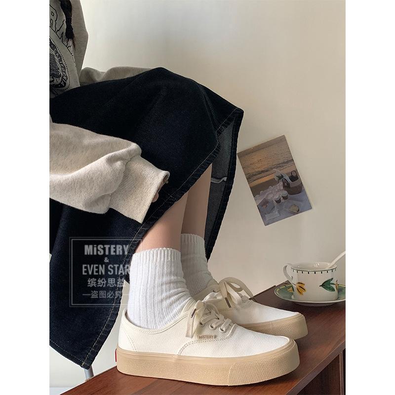 Milk Tea Color Canvas Shoes Women's Ulzzang Versatile Casual Little White Shoes Student Retro Board Shoes MIS-620