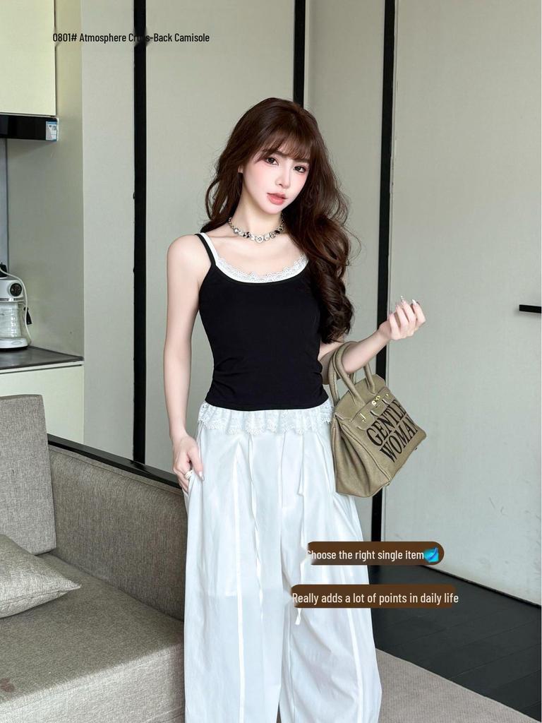 Unique Girly Camisole with French Lace Design, Beautiful Back, and Slimming Fit.