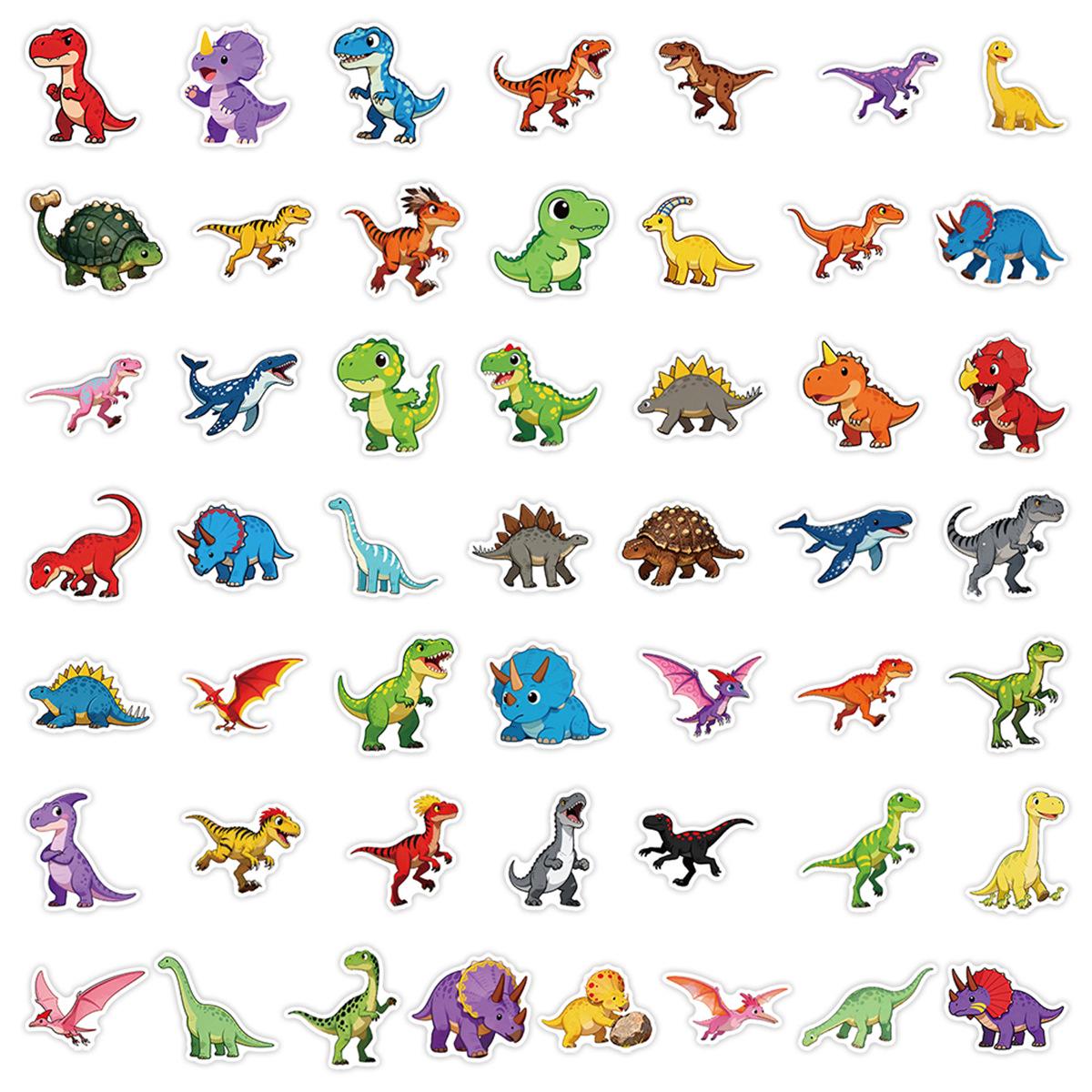 

50/100 Cute Dinosaur Waterproof Stickers Set - Graffiti, Water Bottle, Computer Decoration