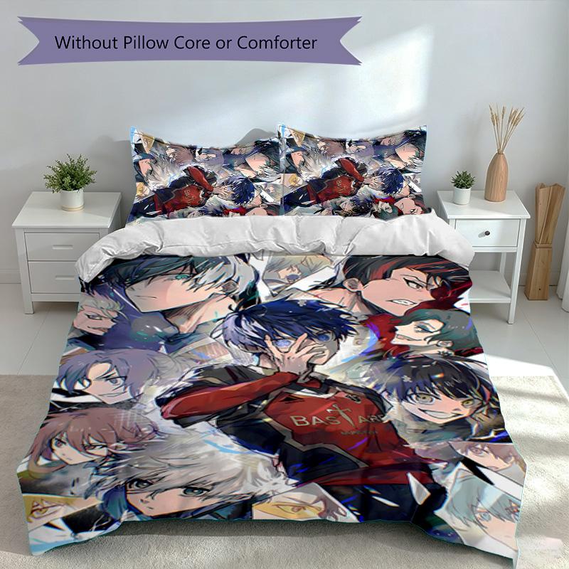 3pcs B-BLUE L-LOCK Themed Duvet Cover Set, Includes 1 Duvet Cover and 2 Pillowcases,Skin-Friendly&Comfortable Fabric,Suitable Bedding Sets