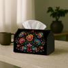 1pc Polish Folk Art Tissue Holder | Versatile Napkin Holder, Ideal for Home, Gatherings, Car Decor Black Floral Mandala Bright - Ornamental Tissue Hol