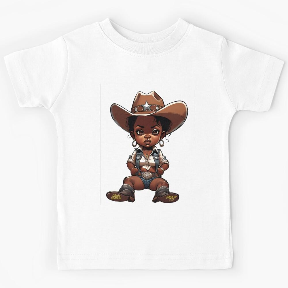 Black Sheriff Cowgirl - Western Beauty & American History Kids T-Shirt 120
