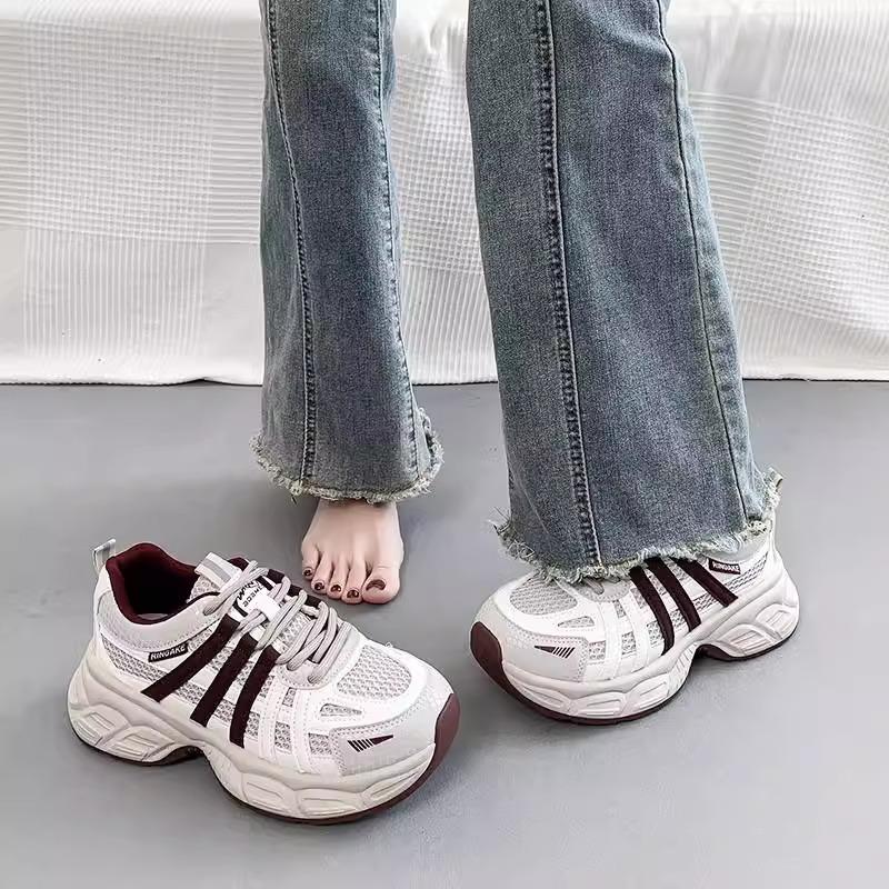Thick-soled super-fire dad shoes women's spring 2025 new models heightened breathable versatile lightweight sports and leisure shoes