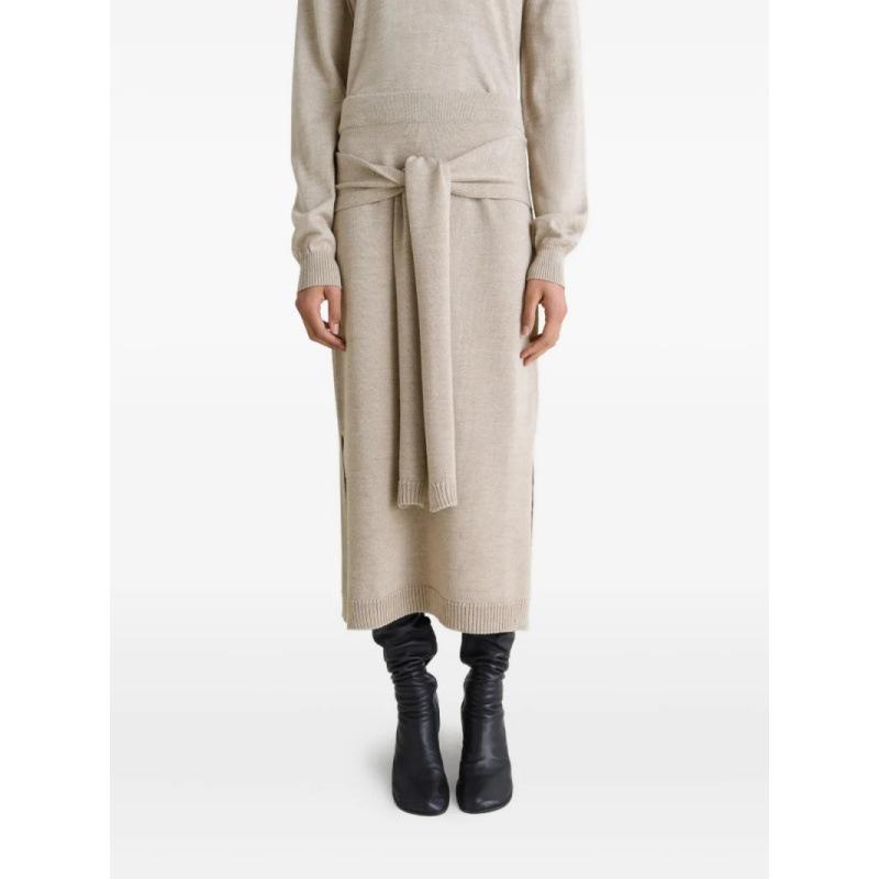

Sumai Lace-Up Knit Midi Skirt - 2025 Autumn/Winter LEM Collection, Simple Fake Two-Piece Design. 36