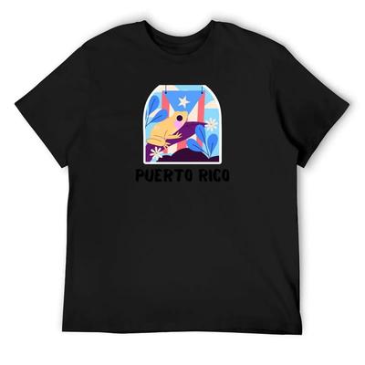 Puerto Rico Coqui Flag T-Shirt Custom T-shirts Blue Archive Blacks Black T Shirts for Men