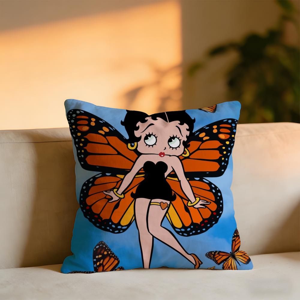 

Betty Boop Cushion Cover Cozy Velvet Throw PillowSoft Warm Cushion For Sofa Bed 30X30cm