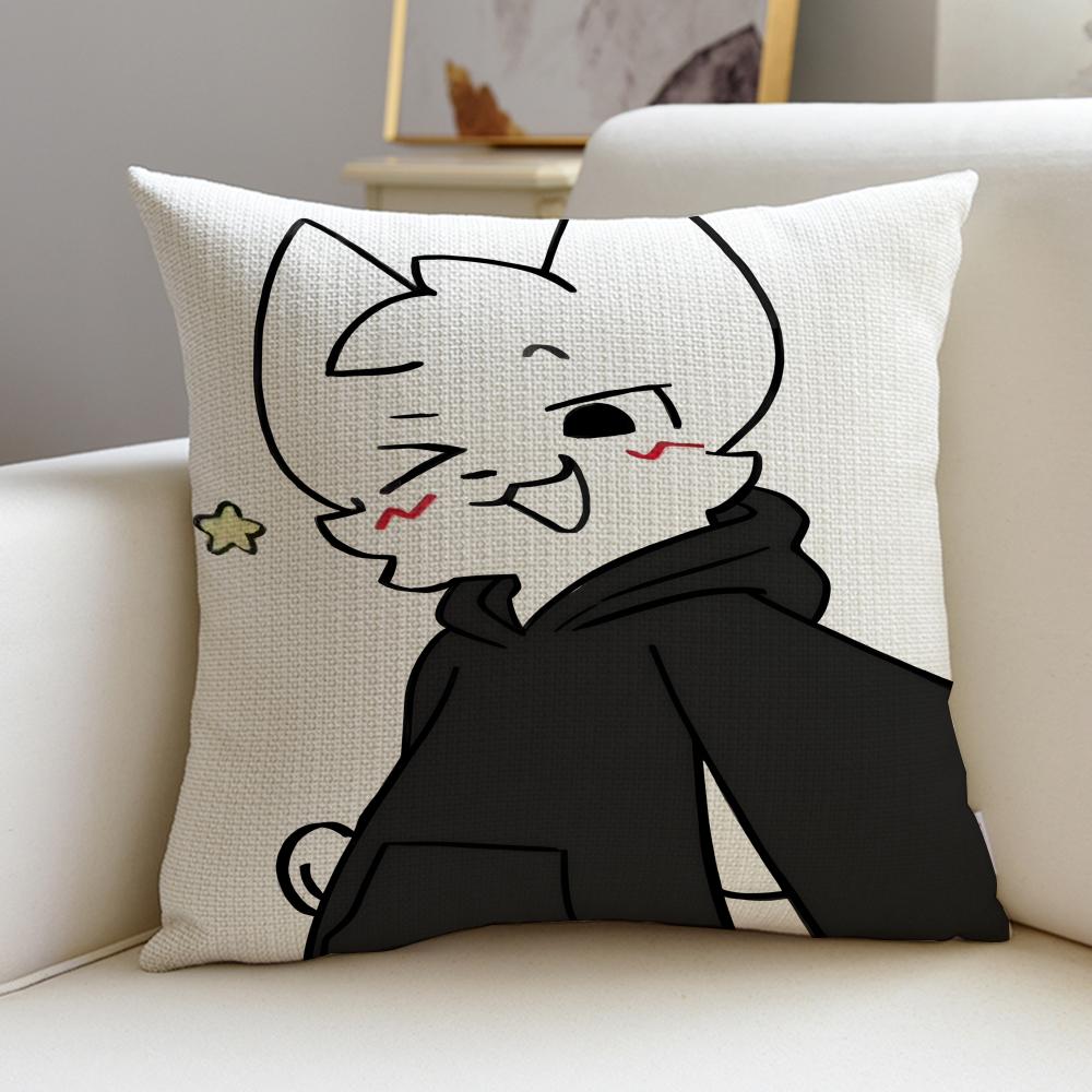 Cute BBoykisserS Cushion Cover Breathable and skinfriendly linen pillowcase square removable and washable cushion