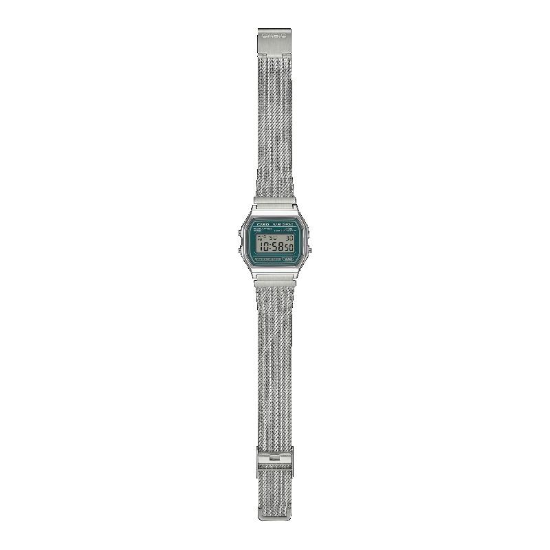 Casio Orologio da uomo al quarzo analogico resistente all'acqua in acciaio inossidabile con sveglia A158WEM-3
