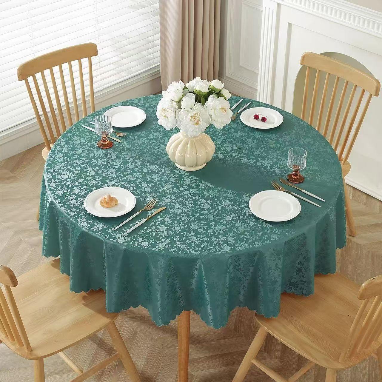 Minimalistische effen tafelkleed Verdikt veelkleurig bedrukt tafelkleed Waterdicht oliebestendig stof Antislip tafelhoes 140cm  round