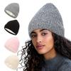 Winter Silk Satin Lined Beanie Hats Women Men Unisex Thick Chunky Cap Striped Warm Soft High Quality Cashmere Knitted Beanie Hat