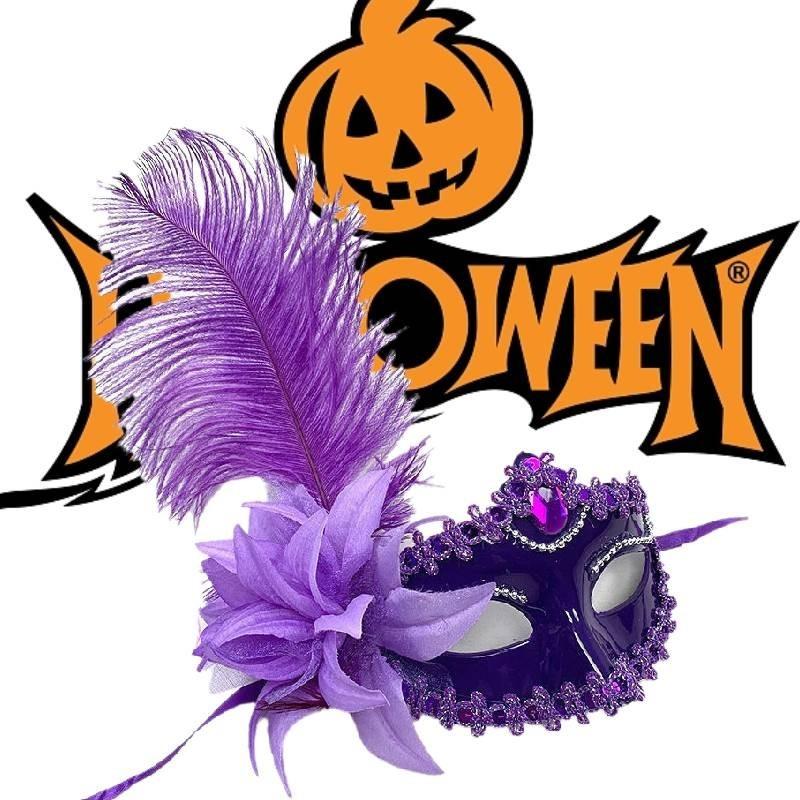 Luxurious Princess Half Face Mask With Natural Ostrich Feathers Ideal For Performances And Parties