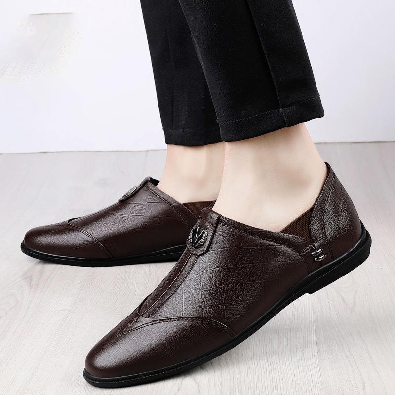 % All soft leather shoes men's men's casual shoes men's breathable soft-soled youth glove men's shoes