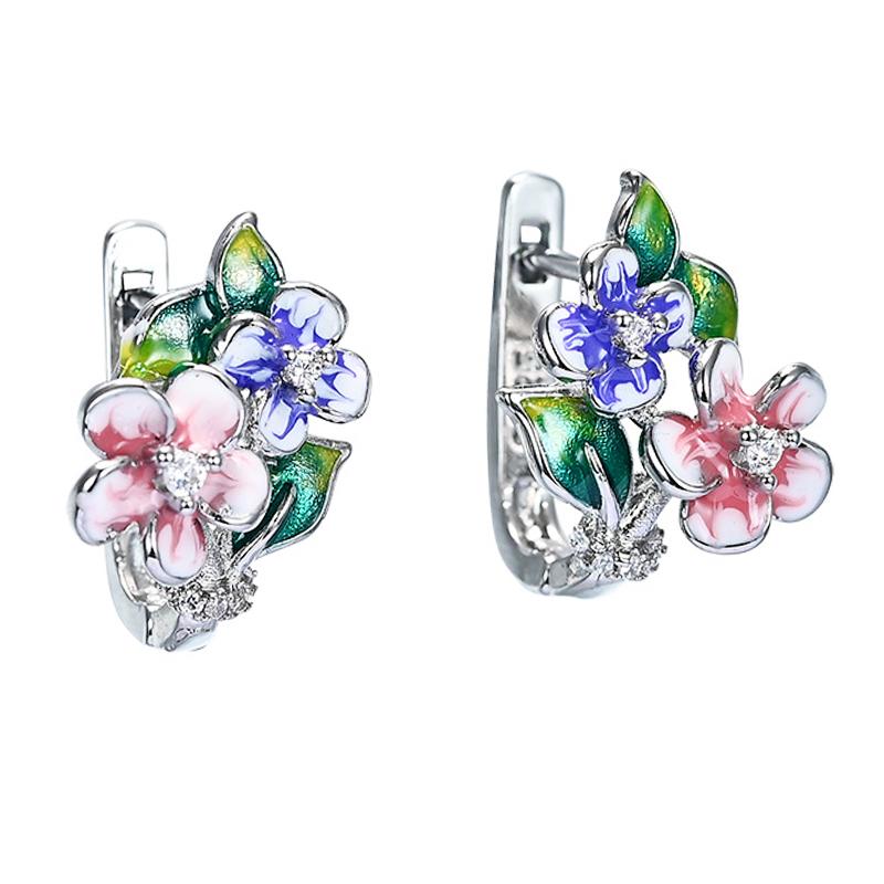 HUAMI Blume Fee Süße Ohrstecker für Damen Mode Jubiläumsparty Zirkon Weihnachts Schmuck Geschenk Hochzeit Trendige Ohrringe