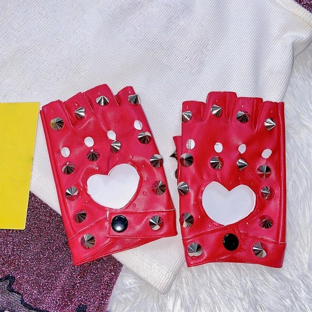 Fingerless Half-palm Gloves PU Leather Patent Leather Gloves Lolita Rivet Gloves  Hip-Hop