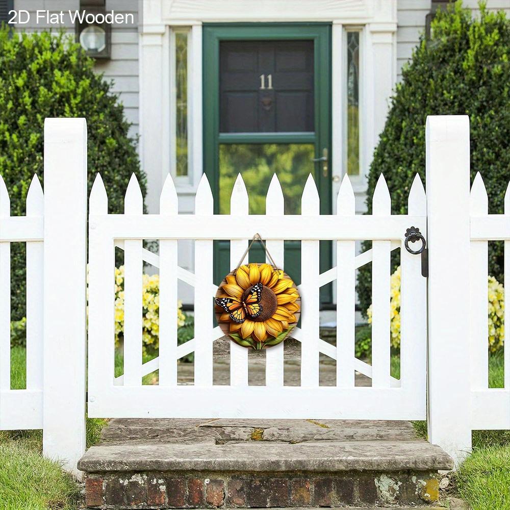 Rustic Wooden Sign with Sunflower & Butterfly Pattern - Spring Theme Decorative Plaque for Outdoor, Home Decor - Ideal Gift for Friend