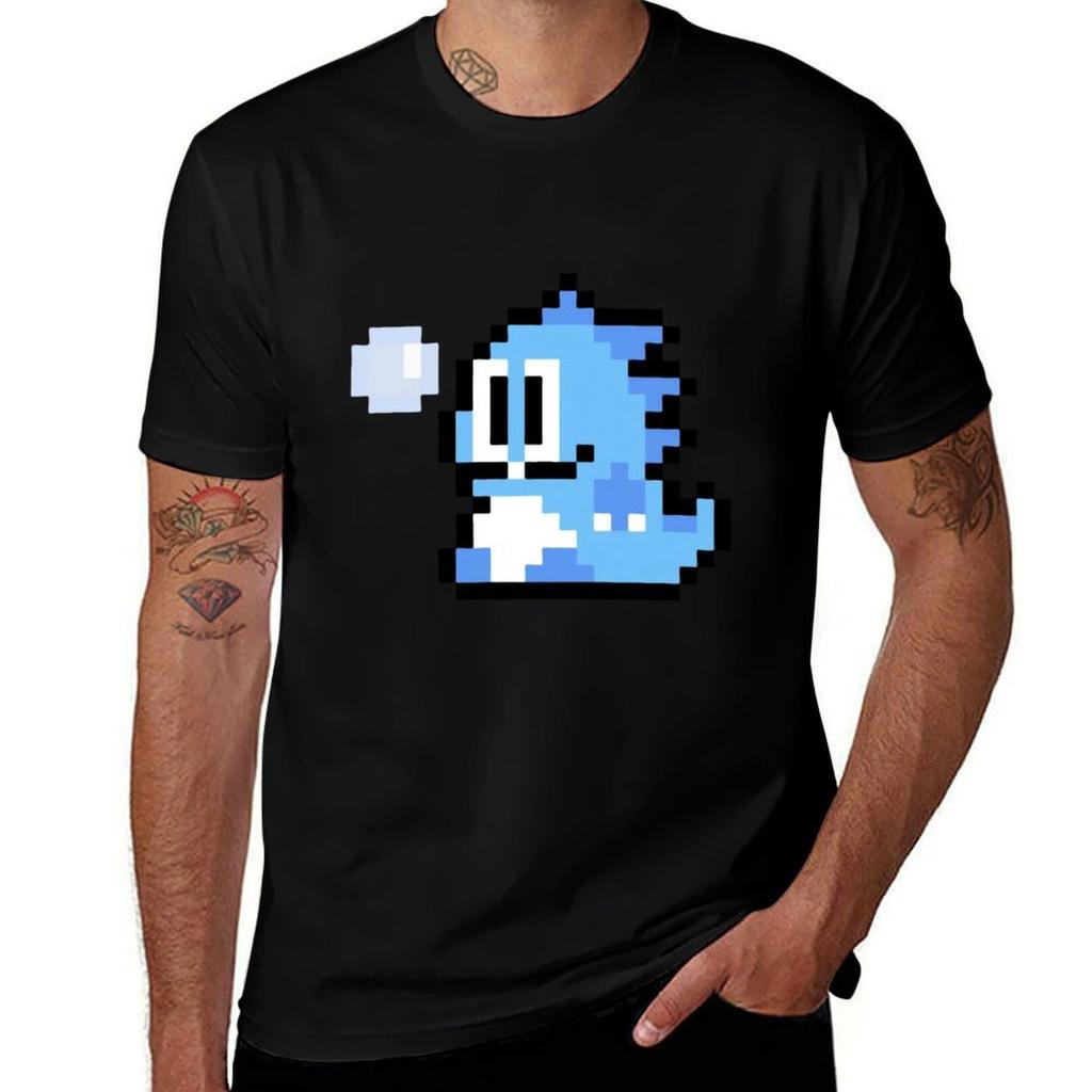 Pixel Bubble Bobble (Blue) Tshirt Odor Resistant Short Sleeve Top