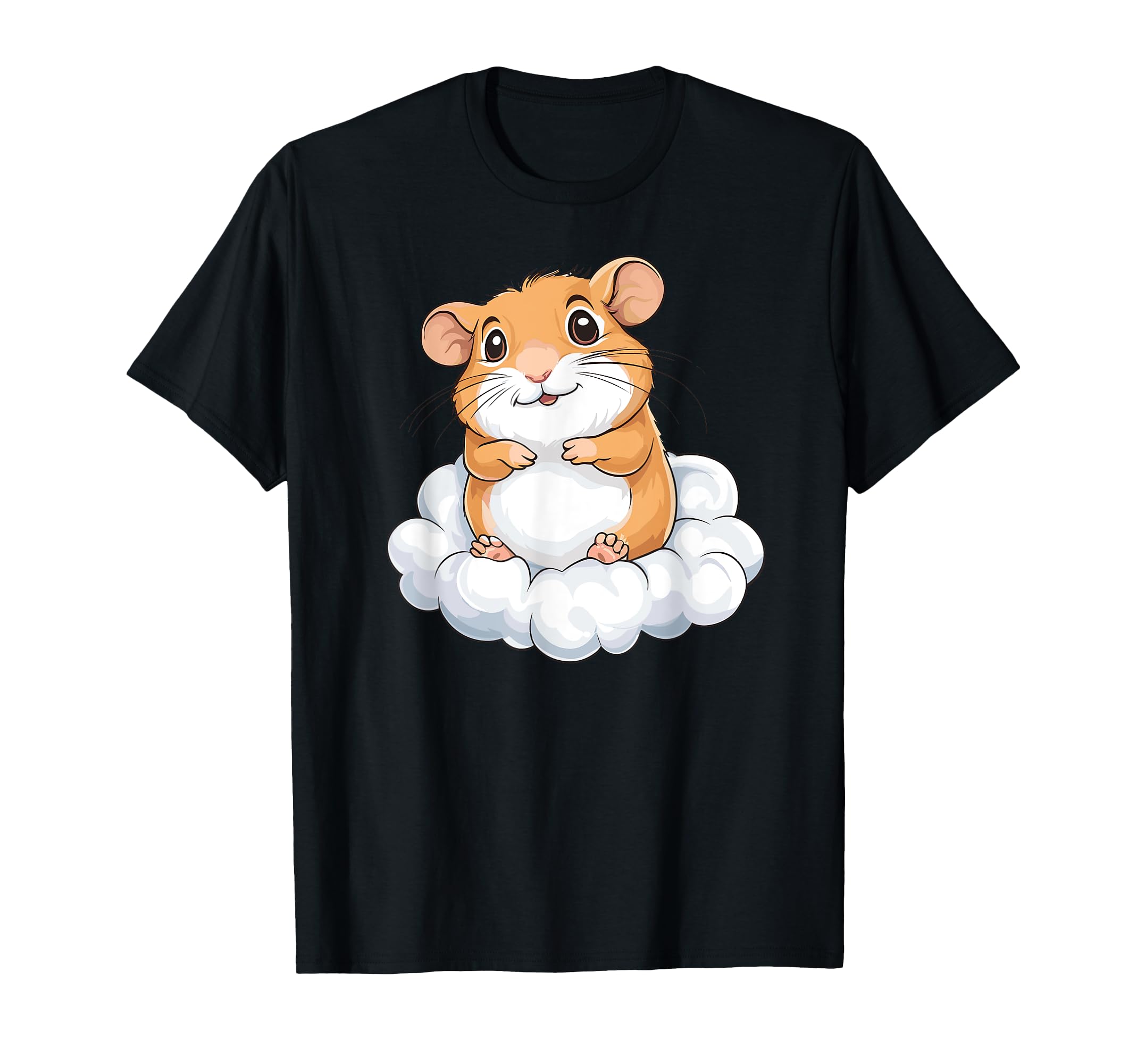 

Adorable hamster sitting on a fluffy cloud t-shirt чорний