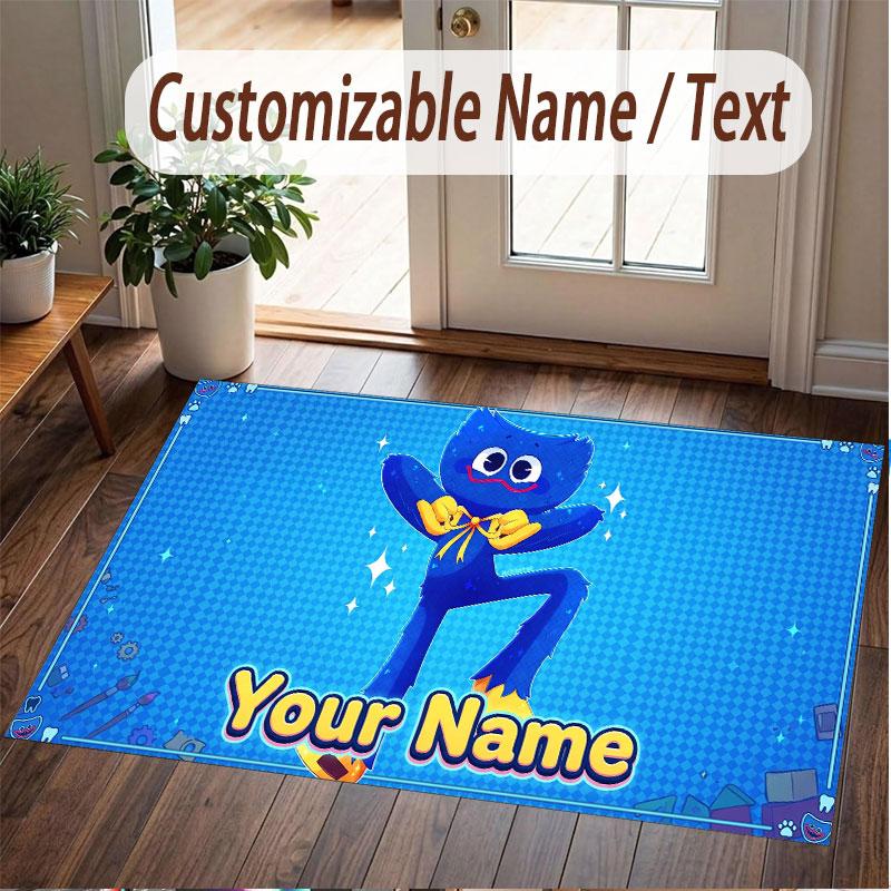 Custom Name Text Crystal Velvet Rug,Poppy Playtime Soft Plush Decorative Non Slip Floor Carpet