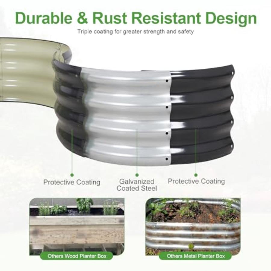 Galvanized Raised Garden Bed Outdoor Metal Planter Box Steel Raised Garden Bed Kit with Safety Edging and Gloves for Vegetables