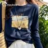 Women's Printed Pure Cotton Long Sleeve T-Shirt