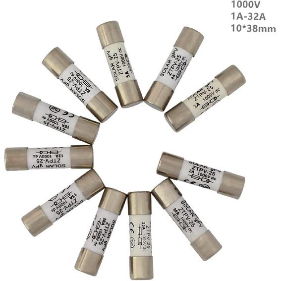 Solar DC 1000V PV Fuses 10A 15A 20A 25A 30A High Voltage for Solar System Protection(25A)
