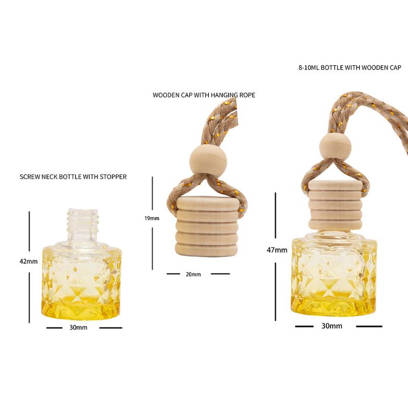 1Pcs Refillable Car Essential Oil Diffuser Bottle Empty Car Air Freshener Pendant Perfume Glass Bottle With Wooden Caps