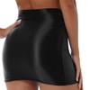 Womens High Waist Pencil Skirt Glossy Solid Color Design Elastic Waistband Casual Miniskirt