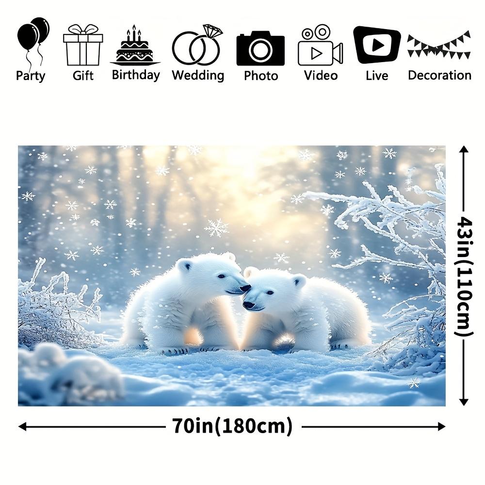 1Pcs Polar Bear Winter White Decoration Background Winter Backdrop For Photo Studio Photo Booth Party