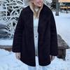 Women's Fashionable Warm Long Sleeve  Solid Color Furry Collar Coat