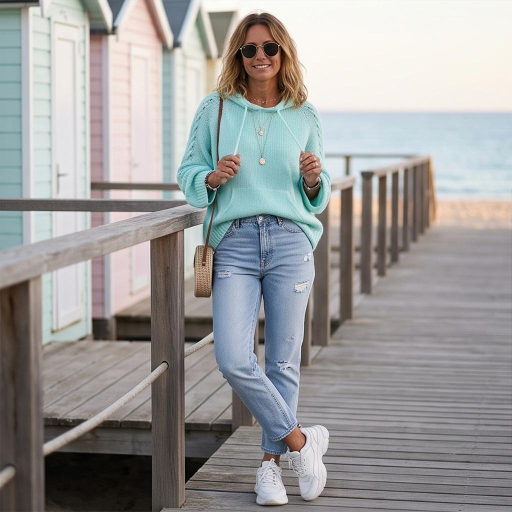 Women's Casual Open Knit Sweater Oversized Loose Fit Pullover for Relaxed Everyday Wear