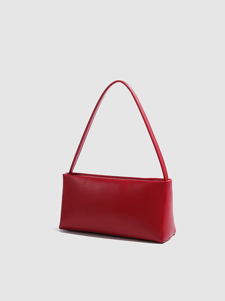 Red retro underarm baguette bag women 2025 new retro high-end fashion portable shoulder oblique span bag tide