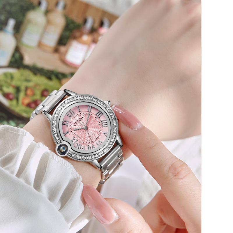Ladies Watches Exquisite Design Stainless Steel Roman Diamond Waterproof Fashion Luxury Quartz Watch