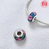 Pendant Charm Bead 925 Silver Glazed Flower Beads Fit Bracelet for Jewelry Making Valentine's Day Gift