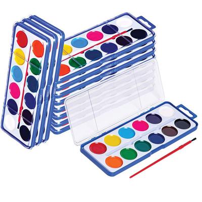 Boxed Watercolor Paint Set Washable Watercolor Paints with Paintbrush Portable Watercolor Palette Kids Art Supplies for Birthday Gift Classroom Travel