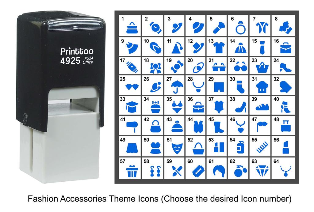 Printtoo Fashion Accessories Icons Rubber Stamp Self Inking Stamper 24 Mm
