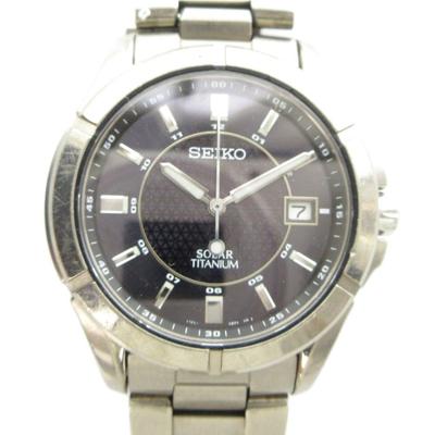 SEIKO Solar Stainless Date Silver Color V145-0AX0 Watch, Powered, Titanium, Steel, Display, GY18/ MQ Men's