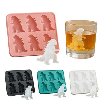 Isbitsform Livsmedelsgodkänd Silikon Isbricka 6 Fack Dinosaurieformad Ismaskin Lätt att Fylla och Ta loss Fest Cocktailtillbehör