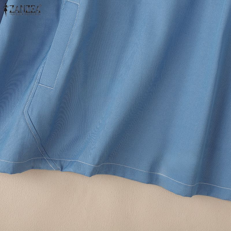 ZANZEA Women Casual Round Neck Fashion Long Sleeve Blouse