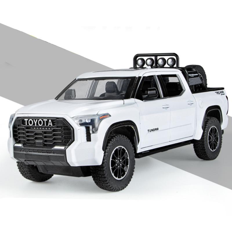 1/24 Toyota Tundra Alloy Pickup Car Model Diecast & Toy Metal Off-Road Vehicles Car Model Sound and Light Collection Childrens Toy Gift
