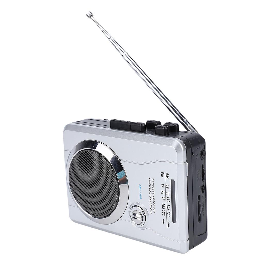 Tragbarer Kassettenplayer Recorder AM FM Radio mit eingebautem Lautsprecher Mikrofon Kopfhörer Batteriebetrieben Netzbetrieben