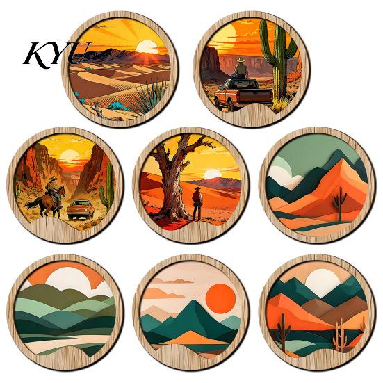 Boho Theme Wall Decorations Forest Sunset Scenery 2D Wood Hanging, Wooden Art Sign, Decorative Crafts for Walls Nature Tree Decor Bedroom Living Room