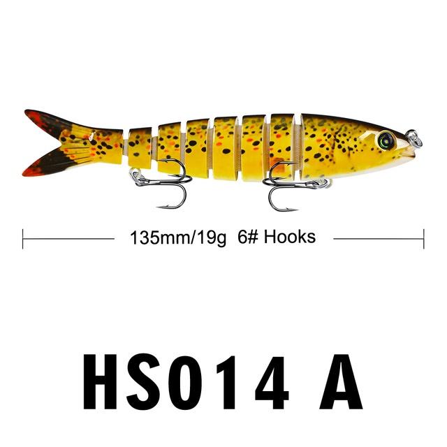 1PC [Ready Stock] 8 Sections Fishing Lure 13.5cm/19g 10cm/15.5g Jointed Swimbait Sinking Trout Wobbler Bait 6# Hook Fishing Tackle