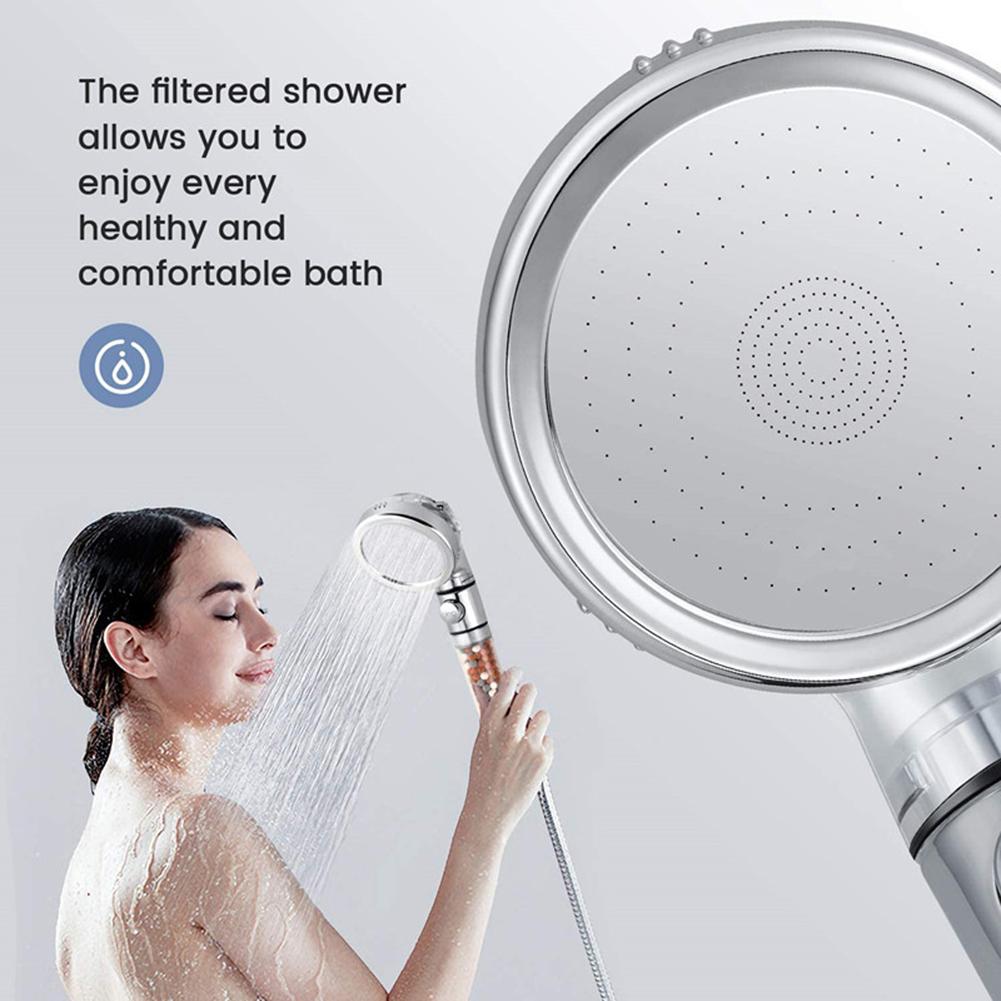 High Pressurized Filter Shower Head 3-Mode Adjustable Shower Spray Massage Rain Faucet Shower Set Bathroom for Accessory