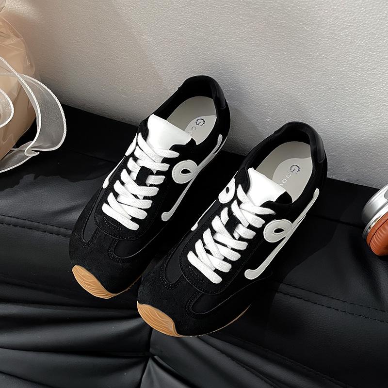 

Platform single shoes women s, new German training shoes asymmetrical large toe lace-up sports and leisure shoes versatile Forrest Gump shoes 36 чёрный