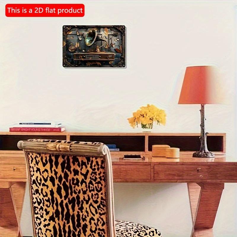 2d Flat 30*20cm Vintage Gramophone Wooden Wall Sign, Retro Wooden Decor for Home, Living Room, Bar, Cafe & Garage, Decorative Wall Poster