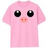 Urocza T-shirt z twarzą świnki Zabawny kostium zwierzęcy Koszulka Różowa 100% Bawełna Unisex