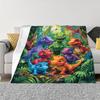 Cartoon Dinosaur Jungle Pattern Flannel Printed Blanket Suitable for All Seasons Suitable for Living Room Office Sofa and Travel
