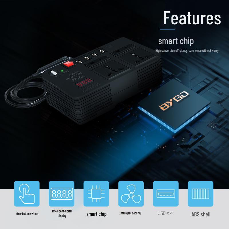 12V 300W Car Inverter: 220V AC Power Converter for Vehicle Appliances